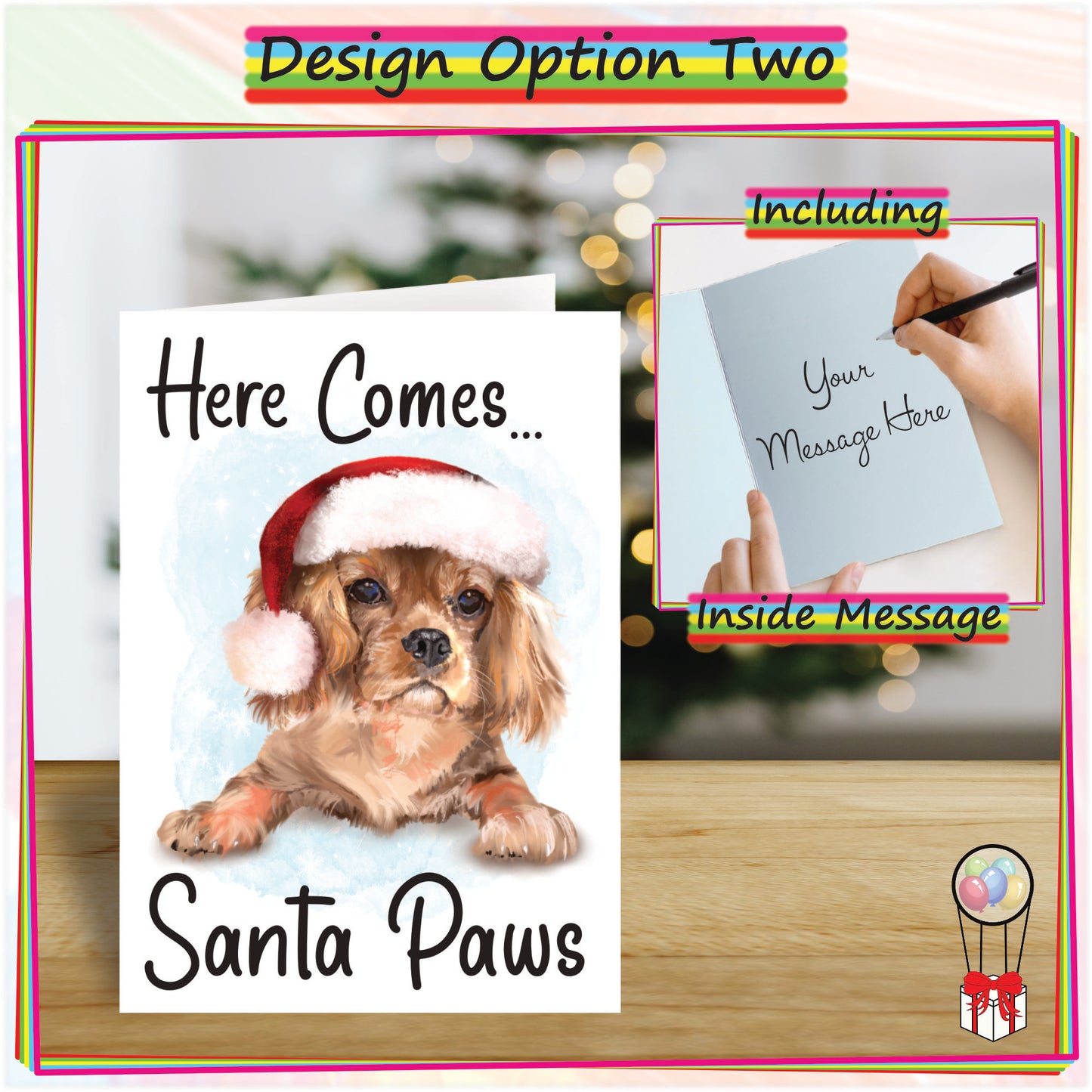 Personalised Ruby Cavalier Christmas Card - Seasons Greetings Card for Dog Lovers