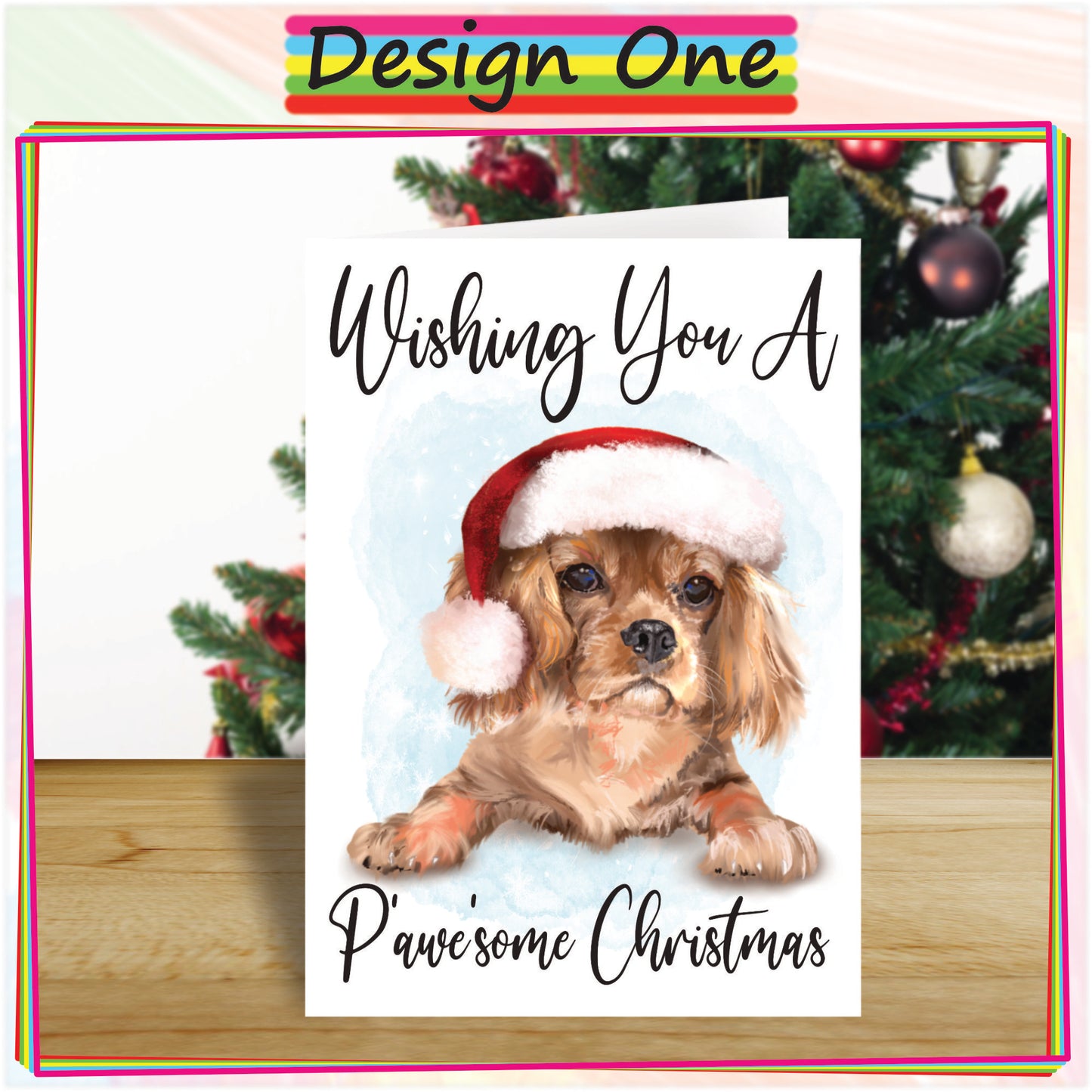 Personalised Ruby Cavalier Christmas Card - Seasons Greetings Card for Dog Lovers