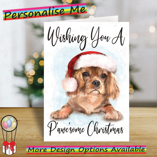 Personalised Ruby Cavalier Christmas Card - Seasons Greetings Card for Dog Lovers