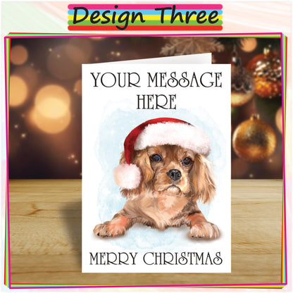 Personalised Ruby Cavalier Christmas Card - Seasons Greetings Card for Dog Lovers