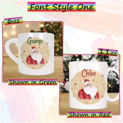 Cartoon Santa Father Christmas Mug for Kids - Hot Chocolate Mug with Name