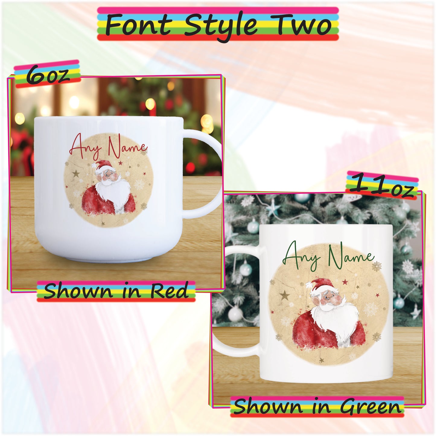 Cartoon Santa Unbreakable Christmas Mug for Kids - Hot Chocolate Mug with Name