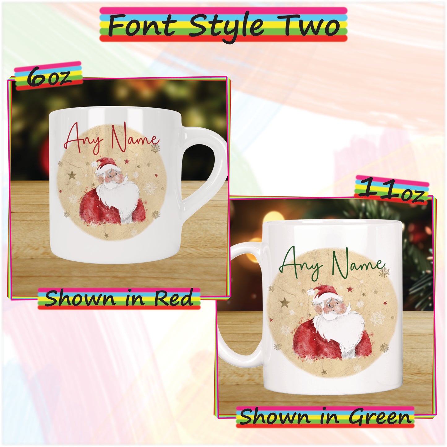 Cartoon Santa Father Christmas Mug for Kids - Hot Chocolate Mug with Name