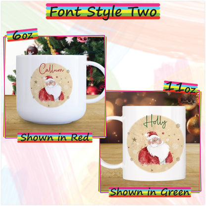 Cartoon Santa Unbreakable Christmas Mug for Kids - Hot Chocolate Mug with Name