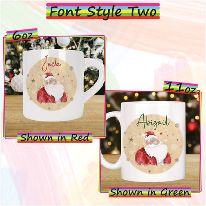 Cartoon Santa Father Christmas Mug for Kids - Hot Chocolate Mug with Name