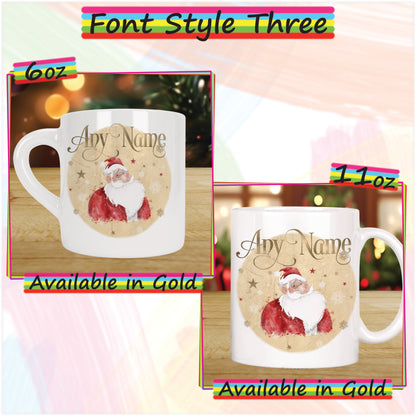 Cartoon Santa Father Christmas Mug for Kids - Hot Chocolate Mug with Name