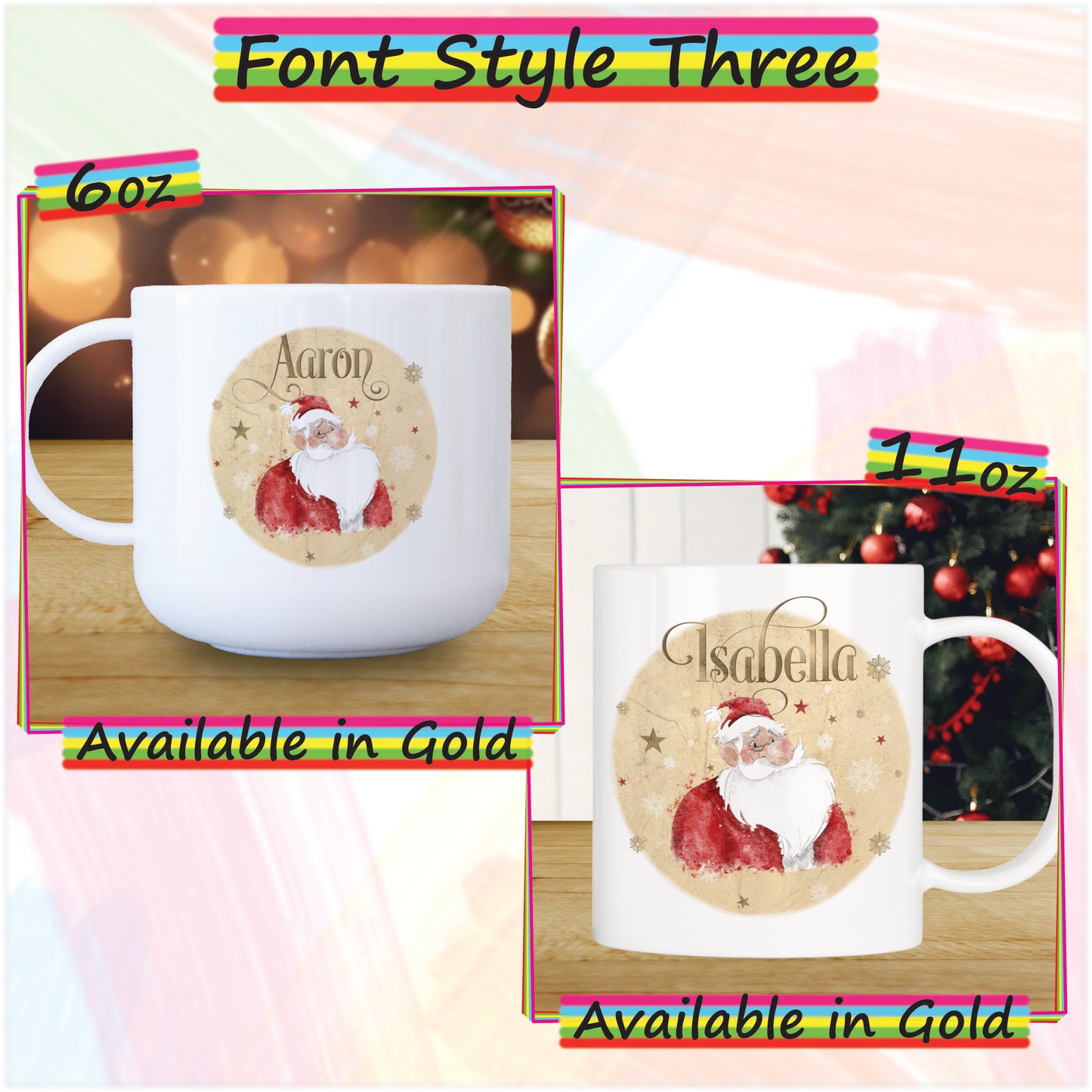 Cartoon Santa Unbreakable Christmas Mug for Kids - Hot Chocolate Mug with Name