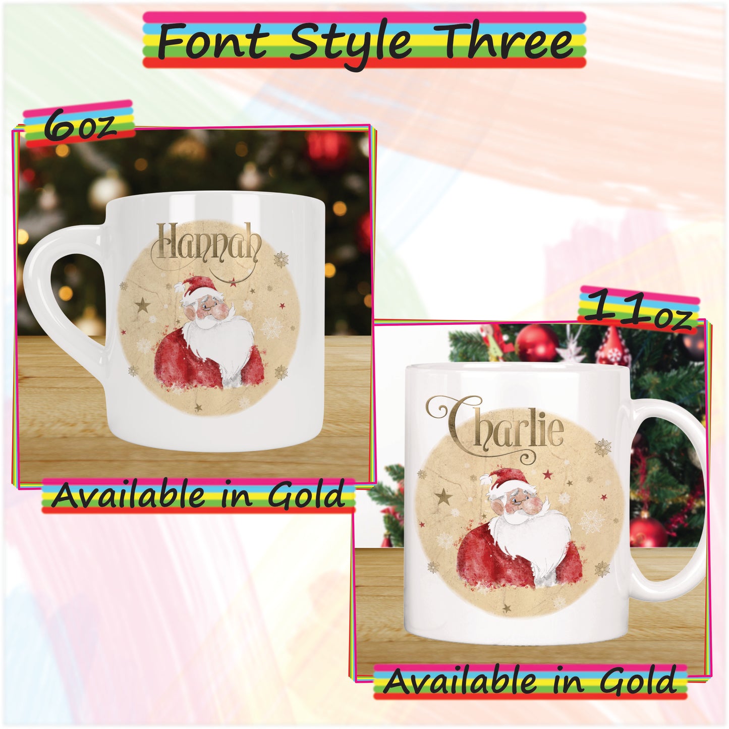 Cartoon Santa Father Christmas Mug for Kids - Hot Chocolate Mug with Name