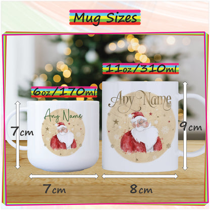 Cartoon Santa Unbreakable Christmas Mug for Kids - Hot Chocolate Mug with Name