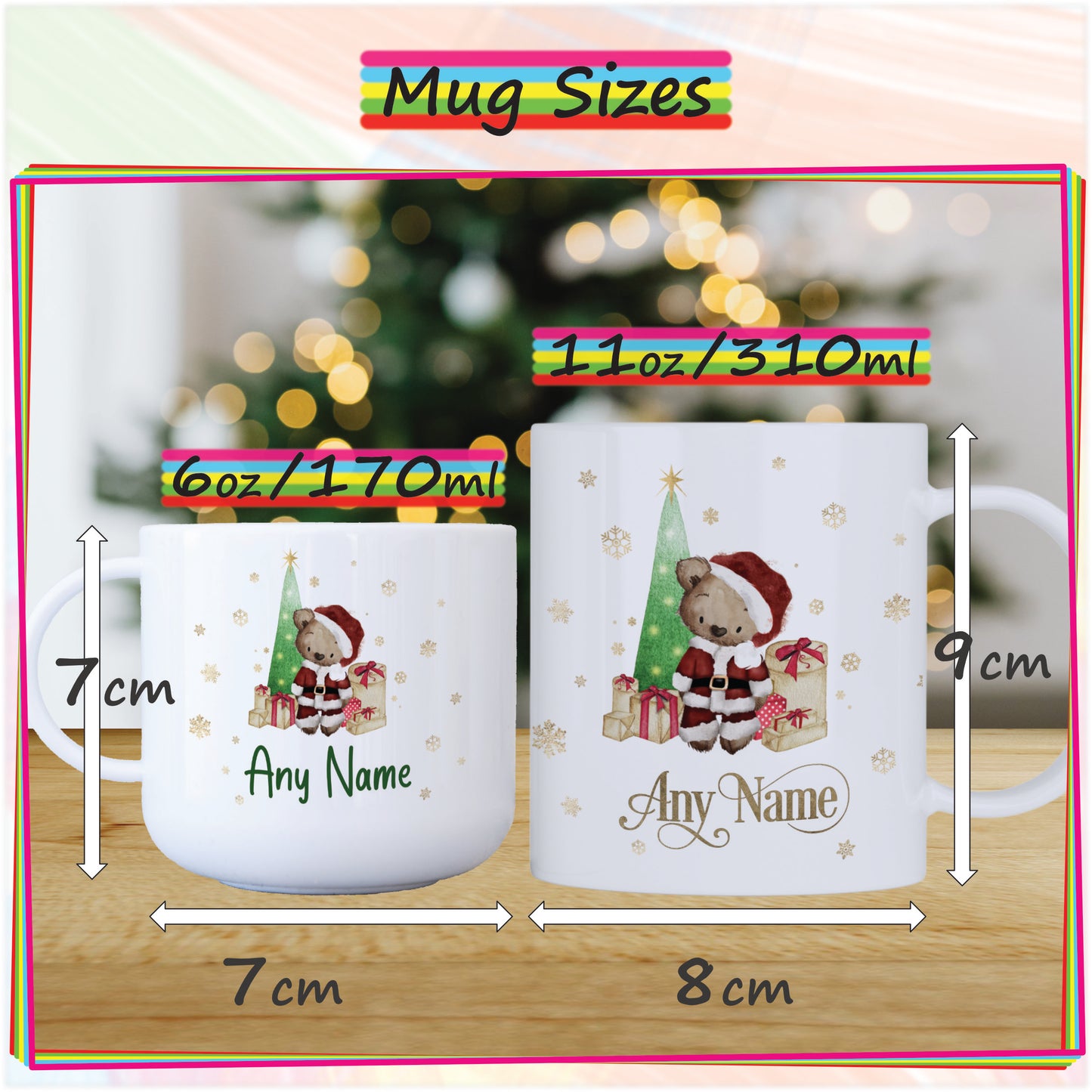 Santa Bear Personalised Unbreakable Christmas Mug for Kids - Hot Chocolate Mug with Name