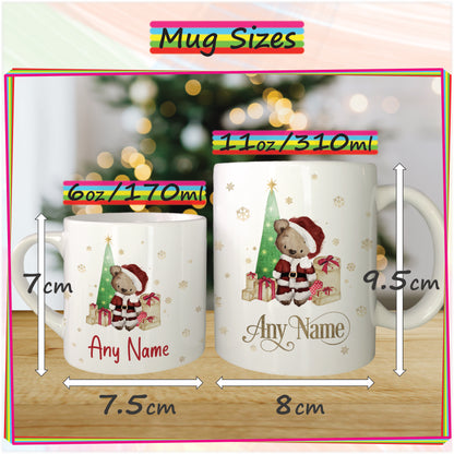 Santa Bear Personalised Christmas Mug for Kids - Hot Chocolate Mug with Name