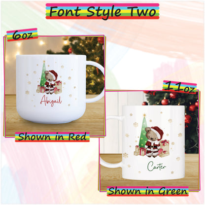 Santa Bear Personalised Unbreakable Christmas Mug for Kids - Hot Chocolate Mug with Name