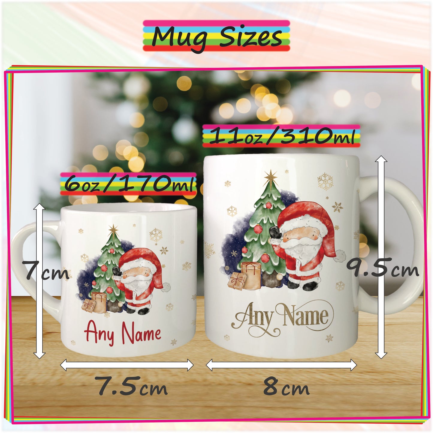 Santa Claus Personalised Christmas Mug for Kids - Hot Chocolate Mug