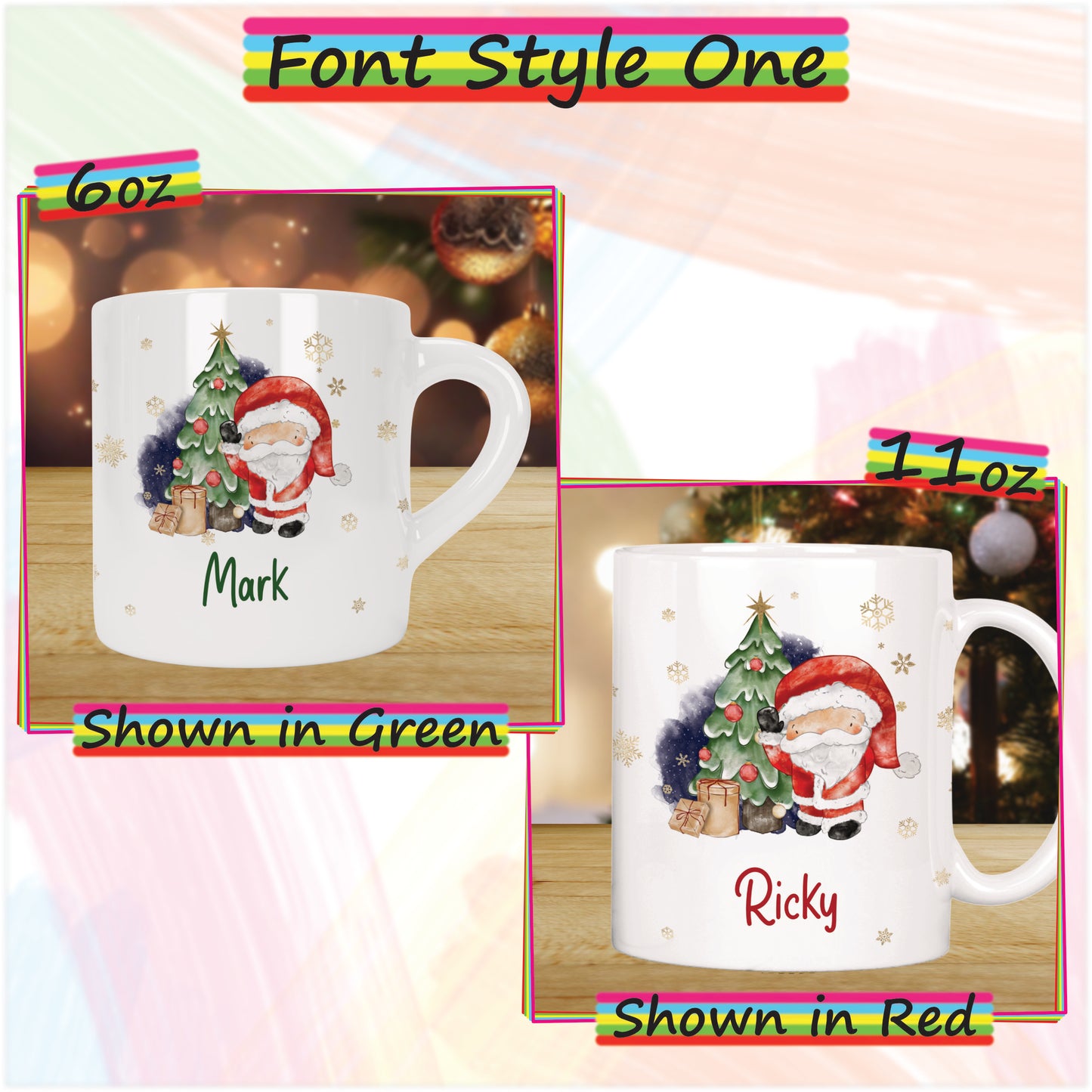 Santa Claus Personalised Christmas Mug for Kids - Hot Chocolate Mug