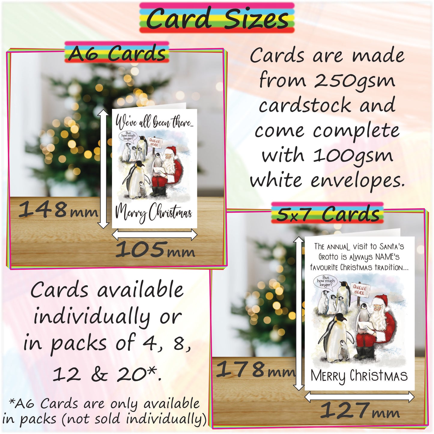 Personalised Santa's Grotto Christmas Card - Funny Penguin Seasonal Greetings Card