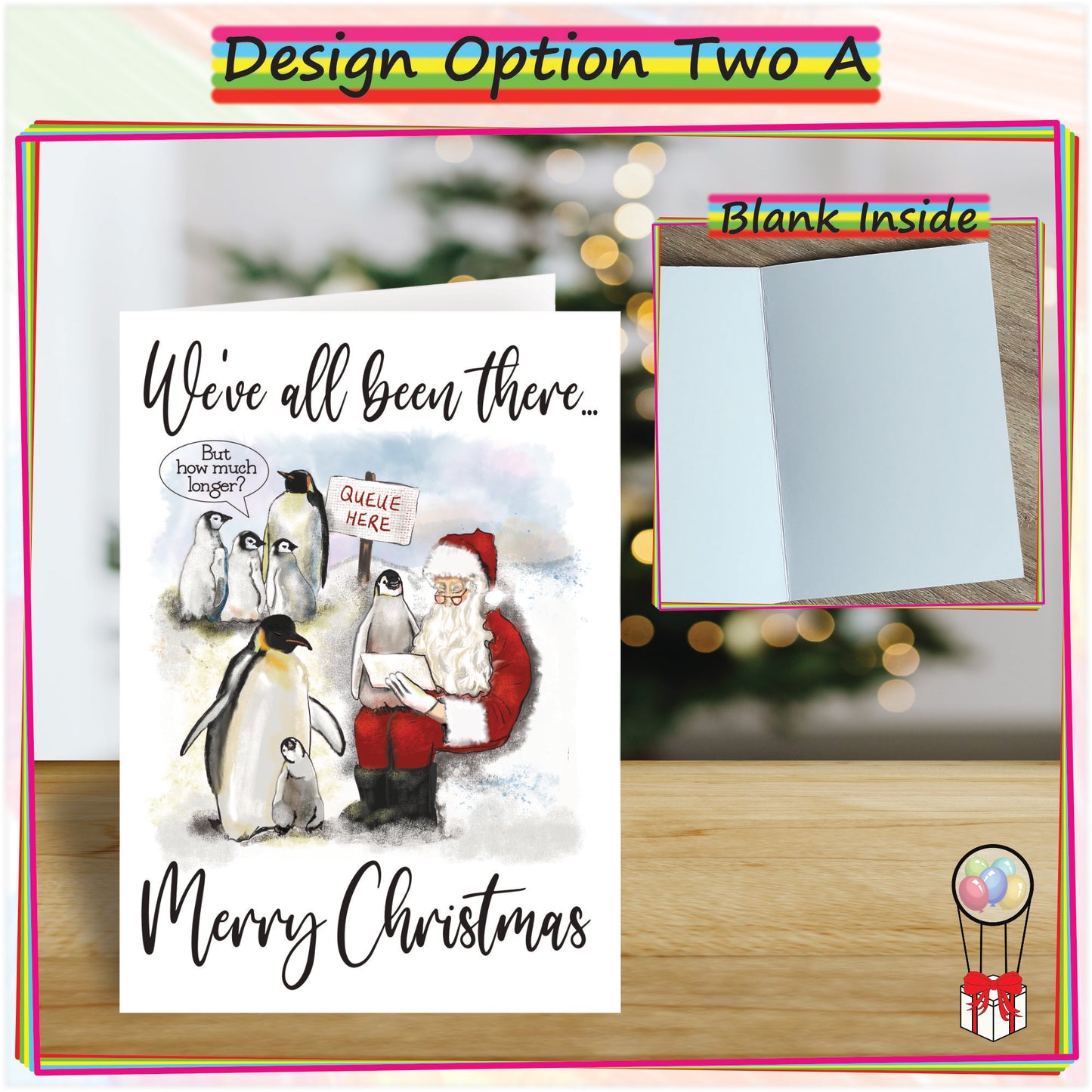 Personalised Santa's Grotto Christmas Card - Funny Penguin Seasonal Greetings Card