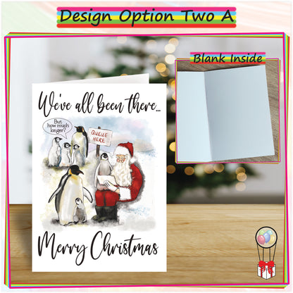 Personalised Santa's Grotto Christmas Card - Funny Penguin Seasonal Greetings Card