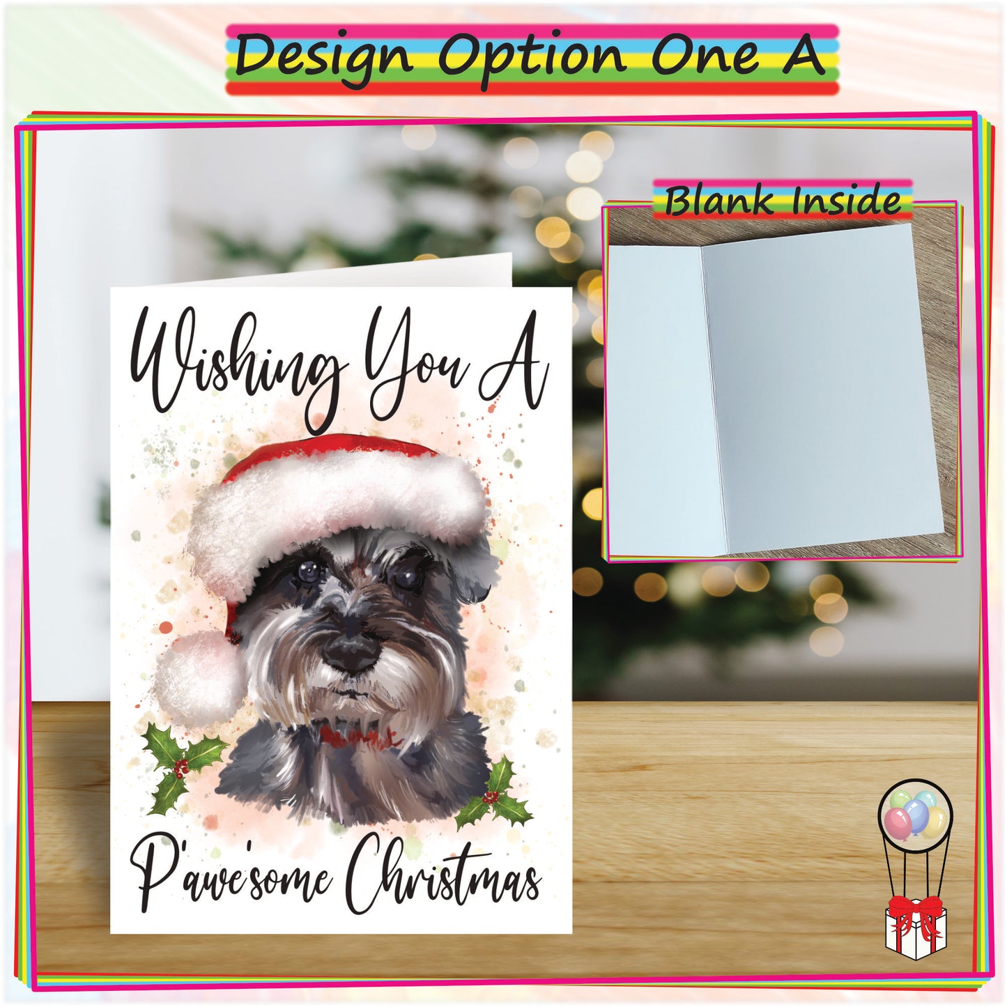 Personalised Schnauzer Christmas Card - Seasonal Greetings Card for Dog Lovers