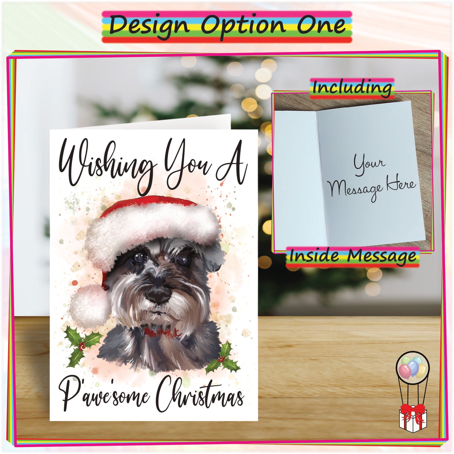 Personalised Schnauzer Christmas Card - Seasonal Greetings Card for Dog Lovers