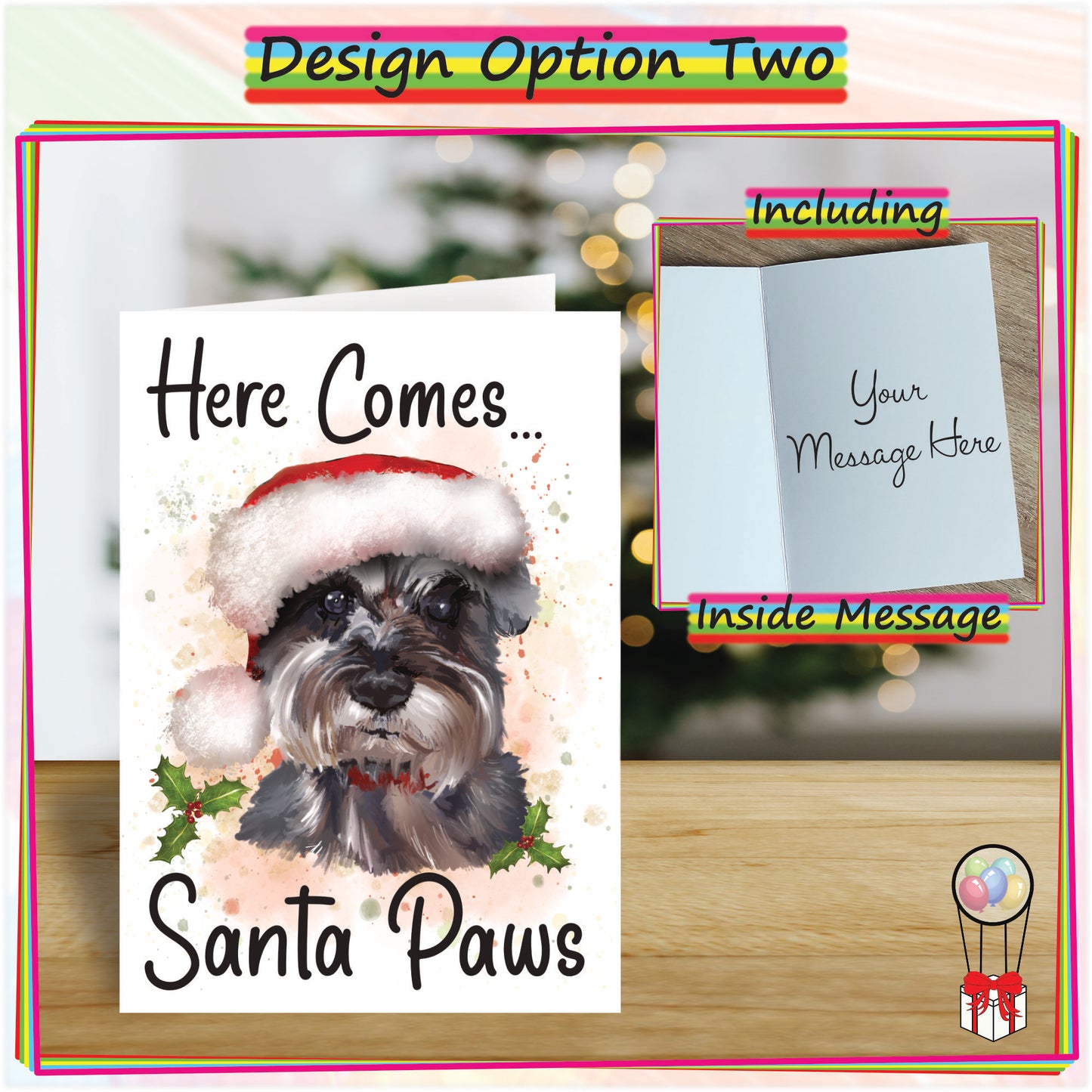 Personalised Schnauzer Christmas Card - Seasonal Greetings Card for Dog Lovers