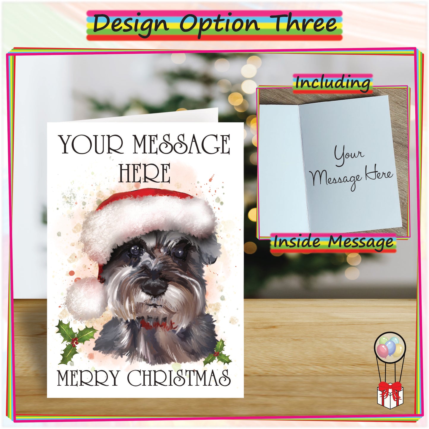 Personalised Schnauzer Christmas Card - Seasonal Greetings Card for Dog Lovers