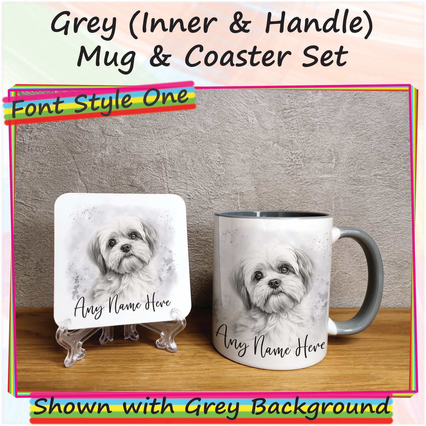 Personalised Sketched Shih Tzu 11oz Ceramic Mug & Coaster Set