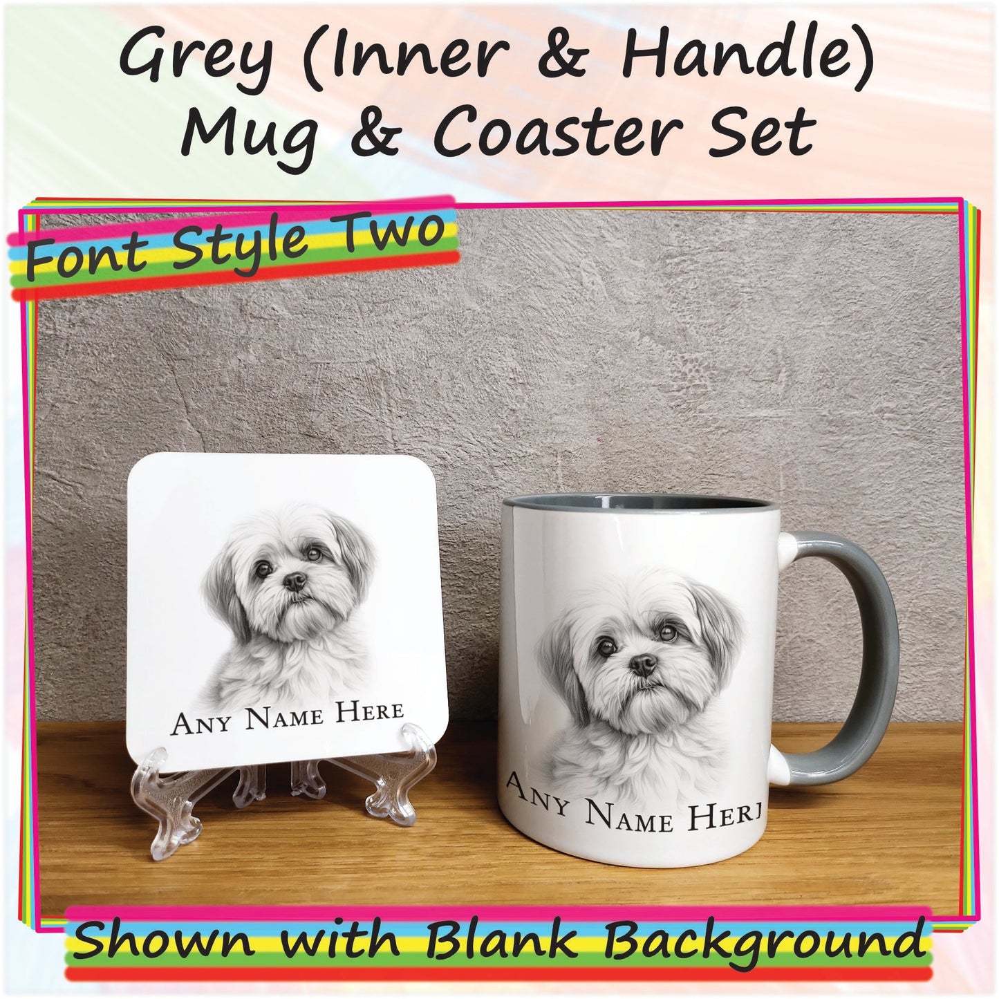 Custom Sketched Shih Tzu Mug & Coaster Set