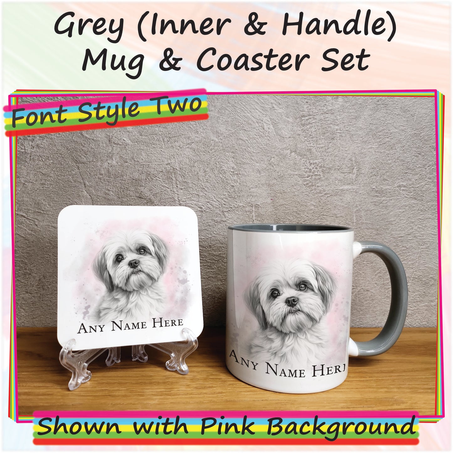 Personalised Sketched Shih Tzu 11oz Ceramic Mug & Coaster Set