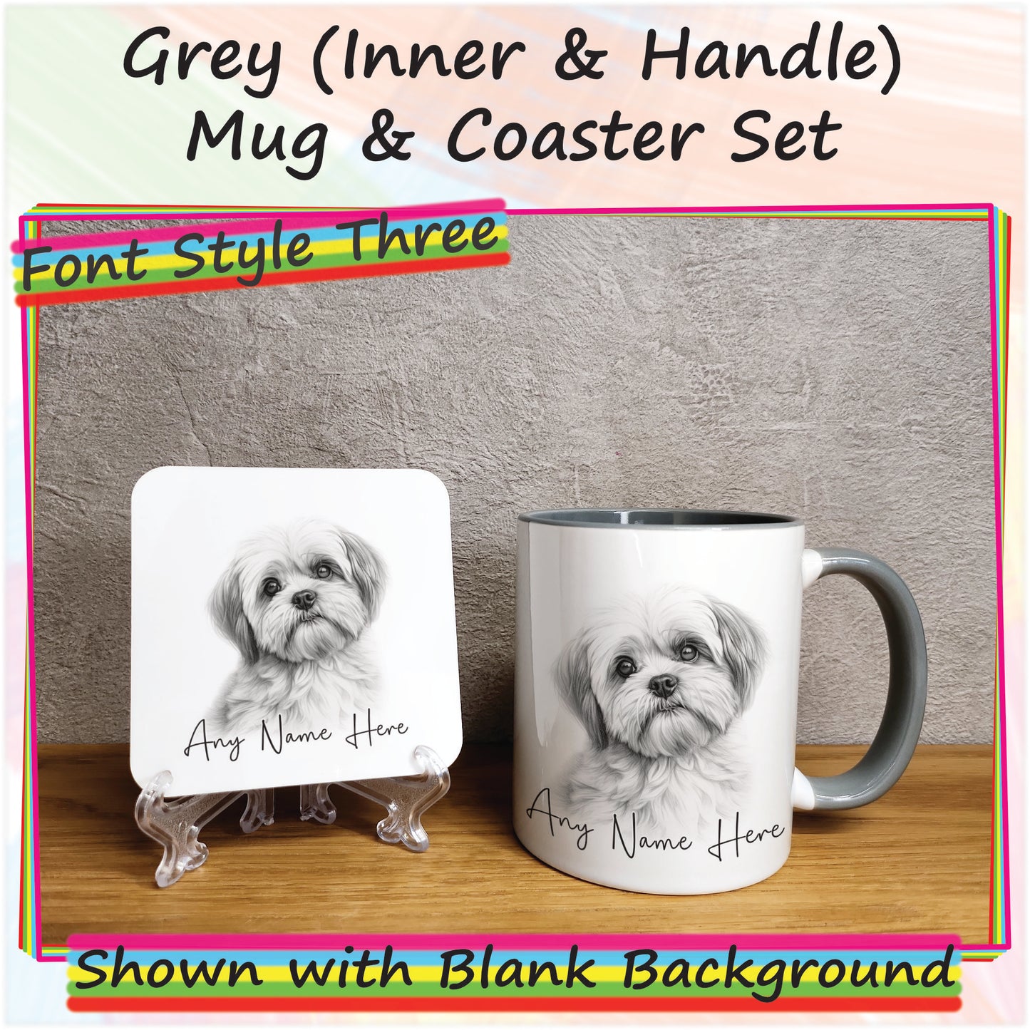 Personalised Sketched Shih Tzu 11oz Ceramic Mug & Coaster Set