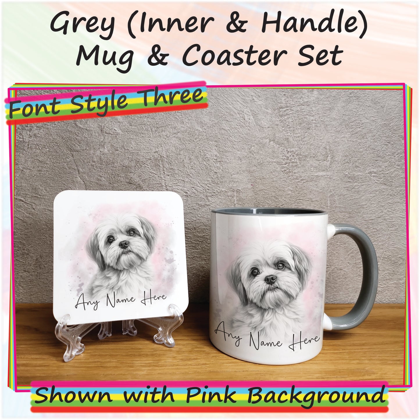 Personalised Sketched Shih Tzu 11oz Ceramic Mug & Coaster Set