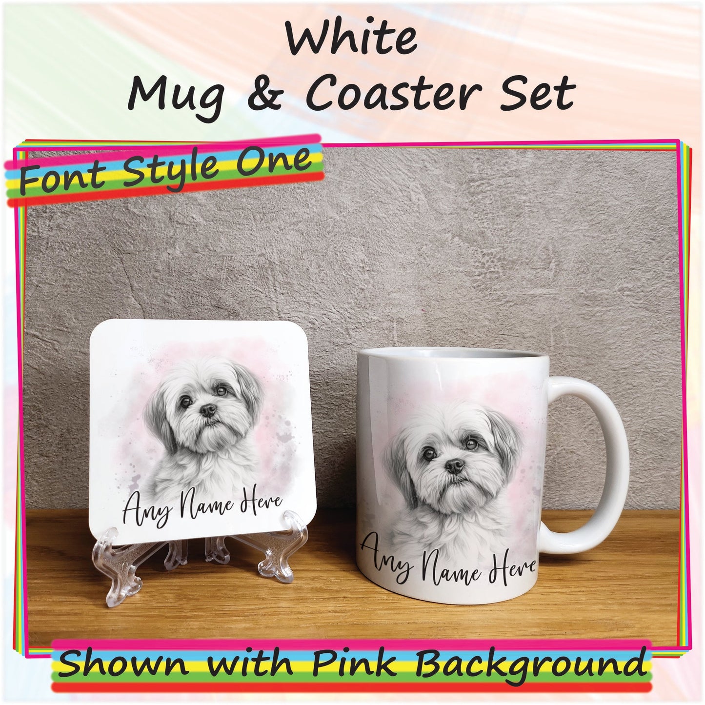 Personalised Sketched Shih Tzu Mug & Coaster Set