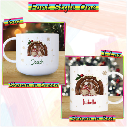 Sleeping Mouse Personalised Unbreakable Christmas Mug for Kids - Hot Chocolate Mug with Name