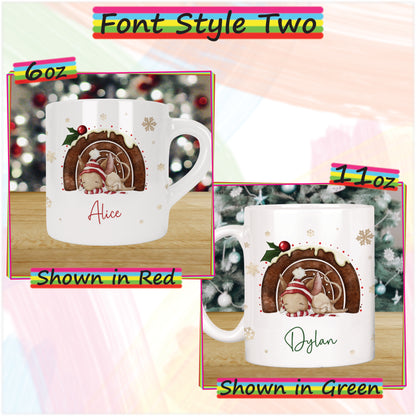 Sleeping Mouse Personalised Christmas Mug for Kids - Hot Chocolate Mug with Name