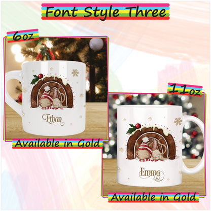 Sleeping Mouse Personalised Christmas Mug for Kids - Hot Chocolate Mug with Name