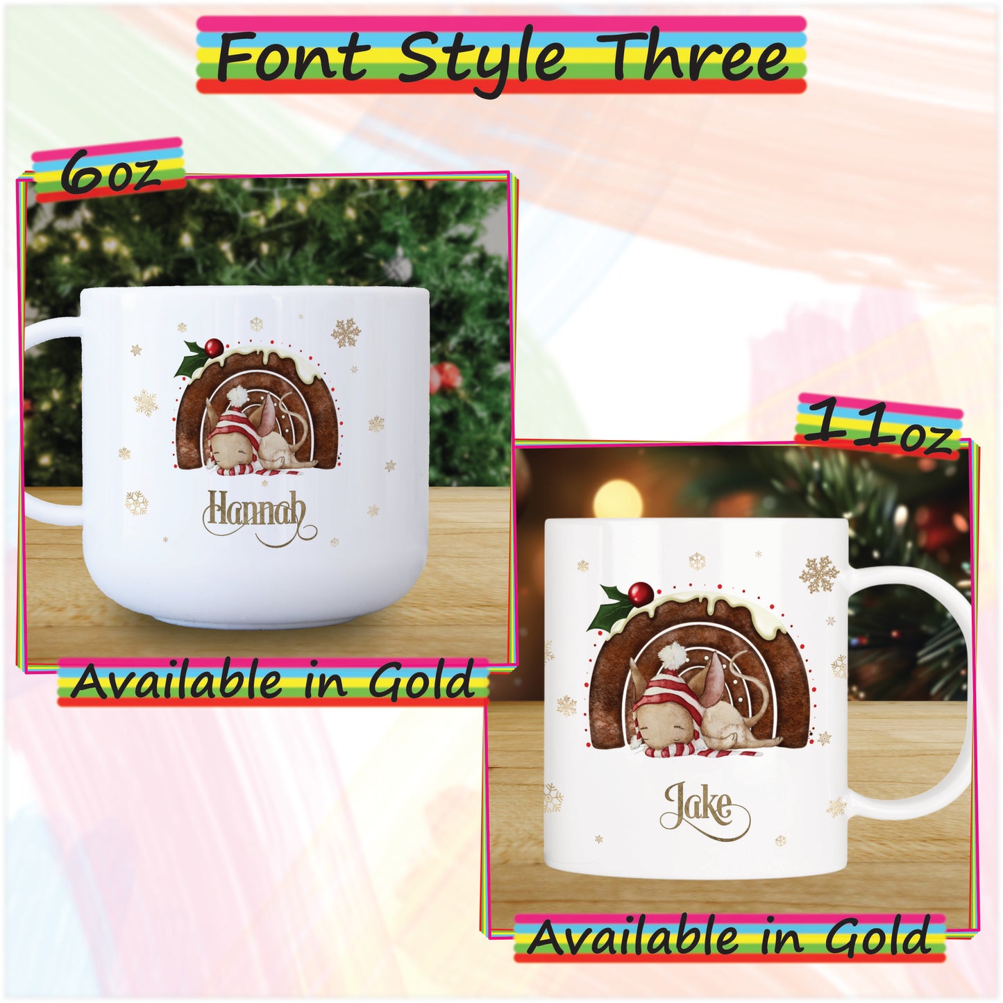 Sleeping Mouse Personalised Unbreakable Christmas Mug for Kids - Hot Chocolate Mug with Name