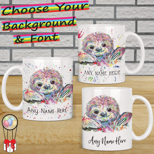 Cute Sloth Mug - Personalised Sloth Mug Gift for Animal Lover