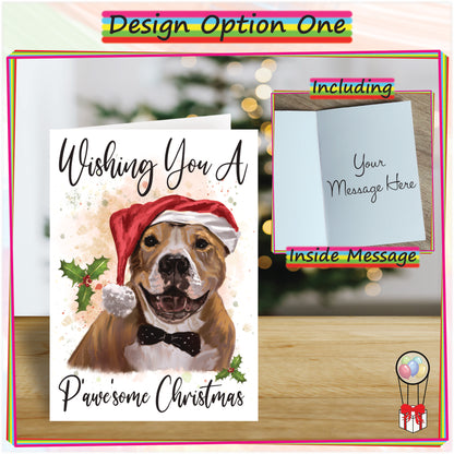 Personalised Staffy Christmas Card - Seasonal Greetings Card for Dog Lovers