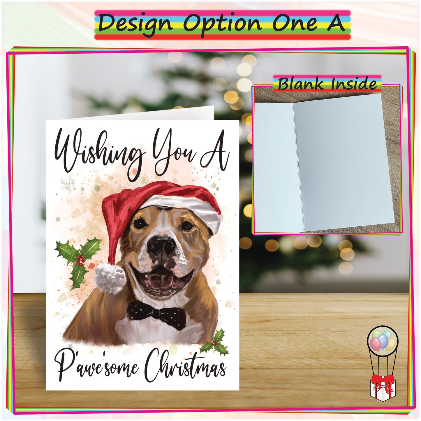 Personalised Staffy Christmas Card - Seasonal Greetings Card for Dog Lovers