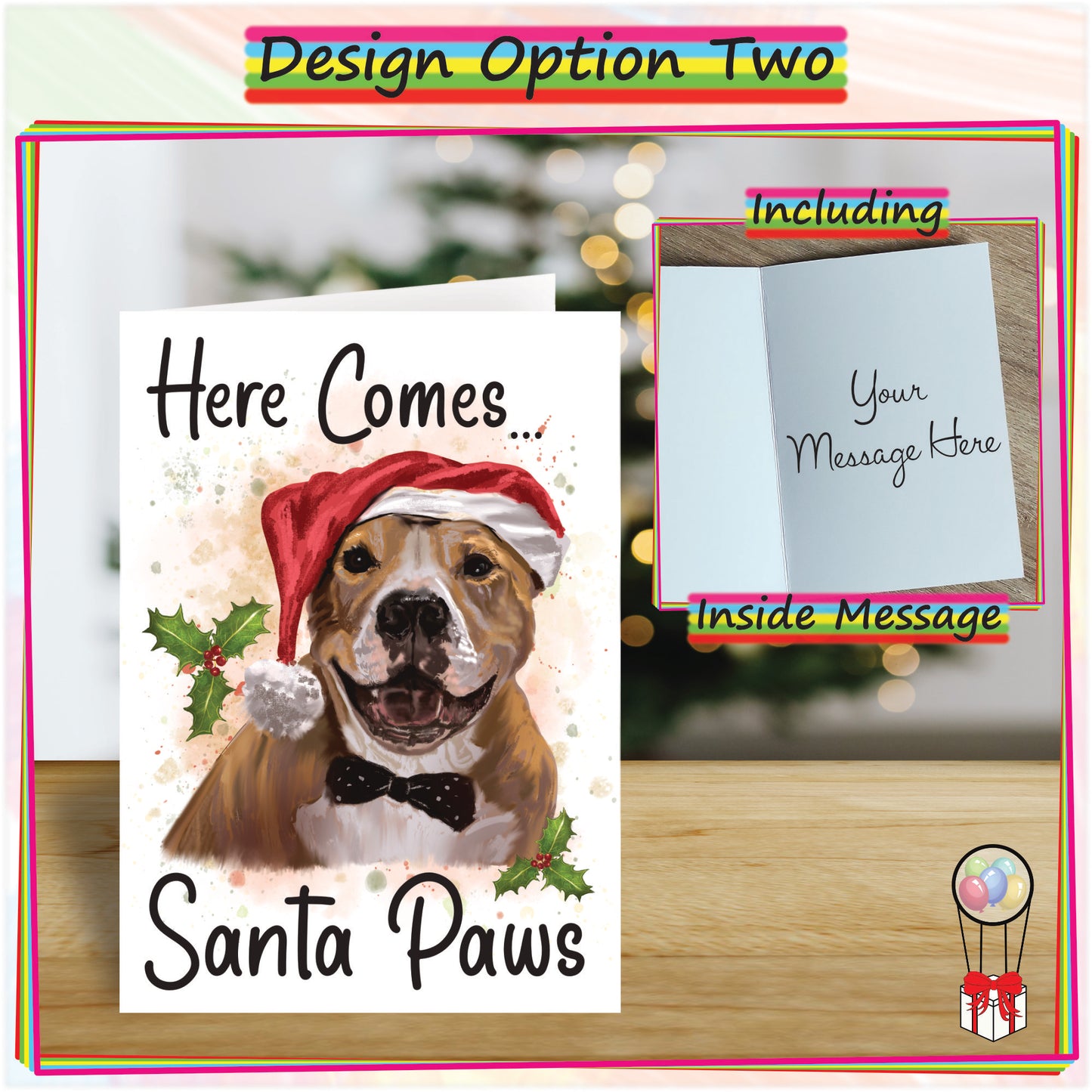 Personalised Staffy Christmas Card - Seasonal Greetings Card for Dog Lovers