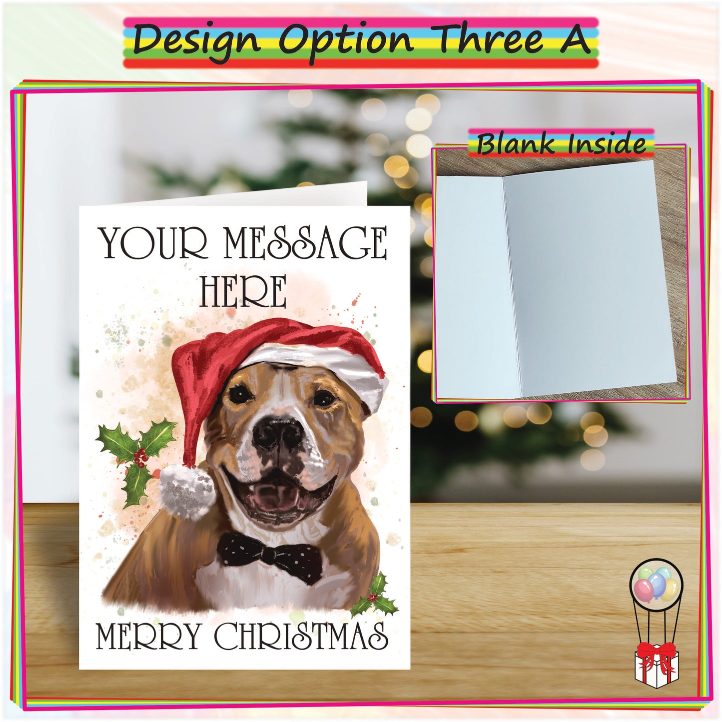 Personalised Staffy Christmas Card - Seasonal Greetings Card for Dog Lovers