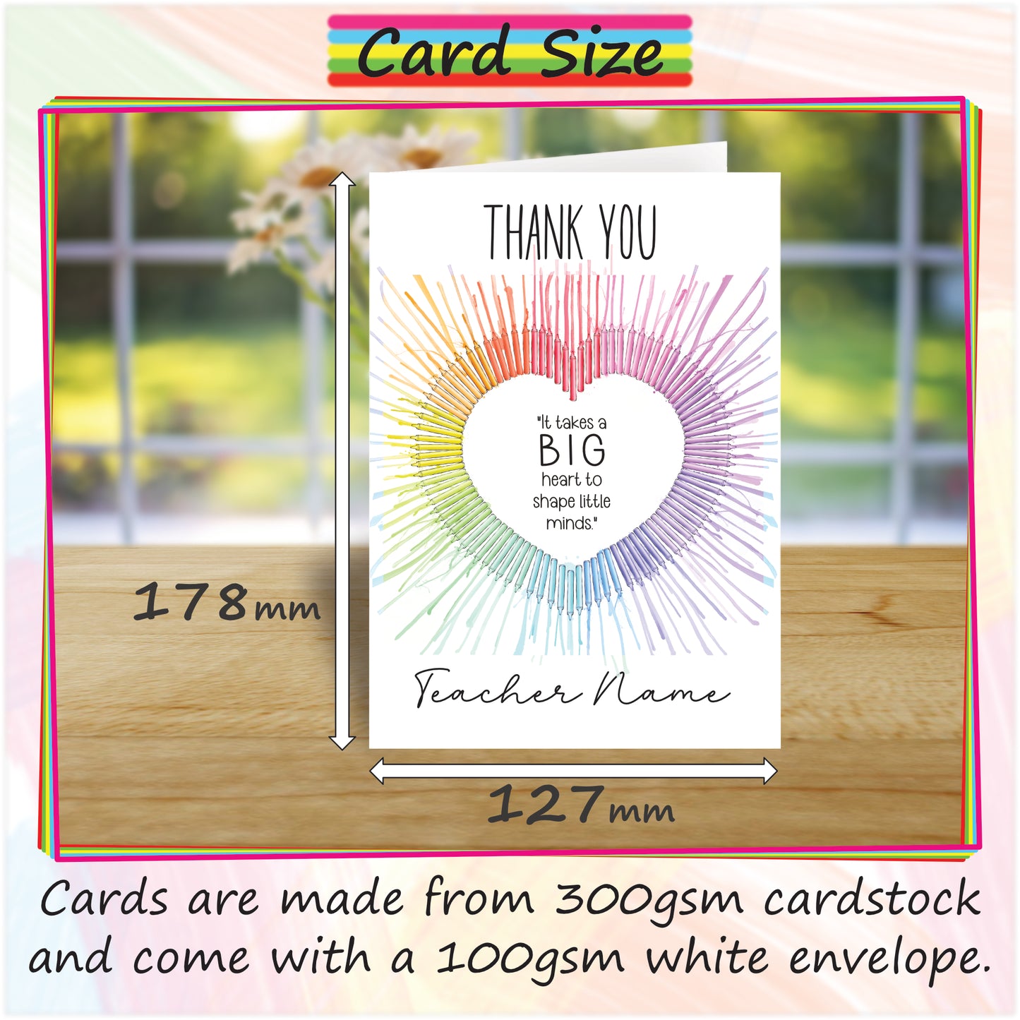 Personalised Teacher Thank You Card - Big Heart