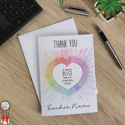 Personalised Teacher Thank You Card - Big Heart