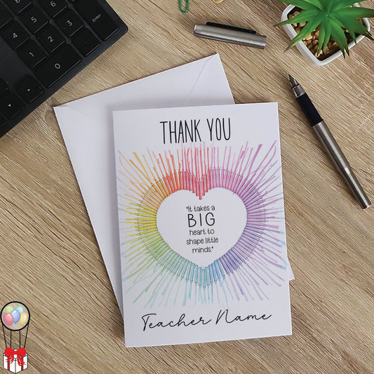 Personalised Teacher Thank You Card - Big Heart