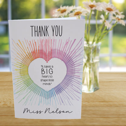 Personalised Teacher Thank You Card - Big Heart