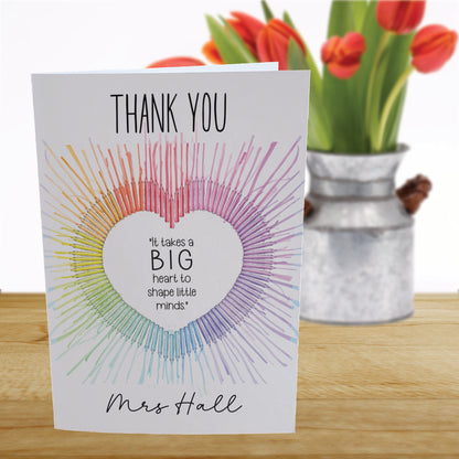 Personalised Teacher Thank You Card - Big Heart