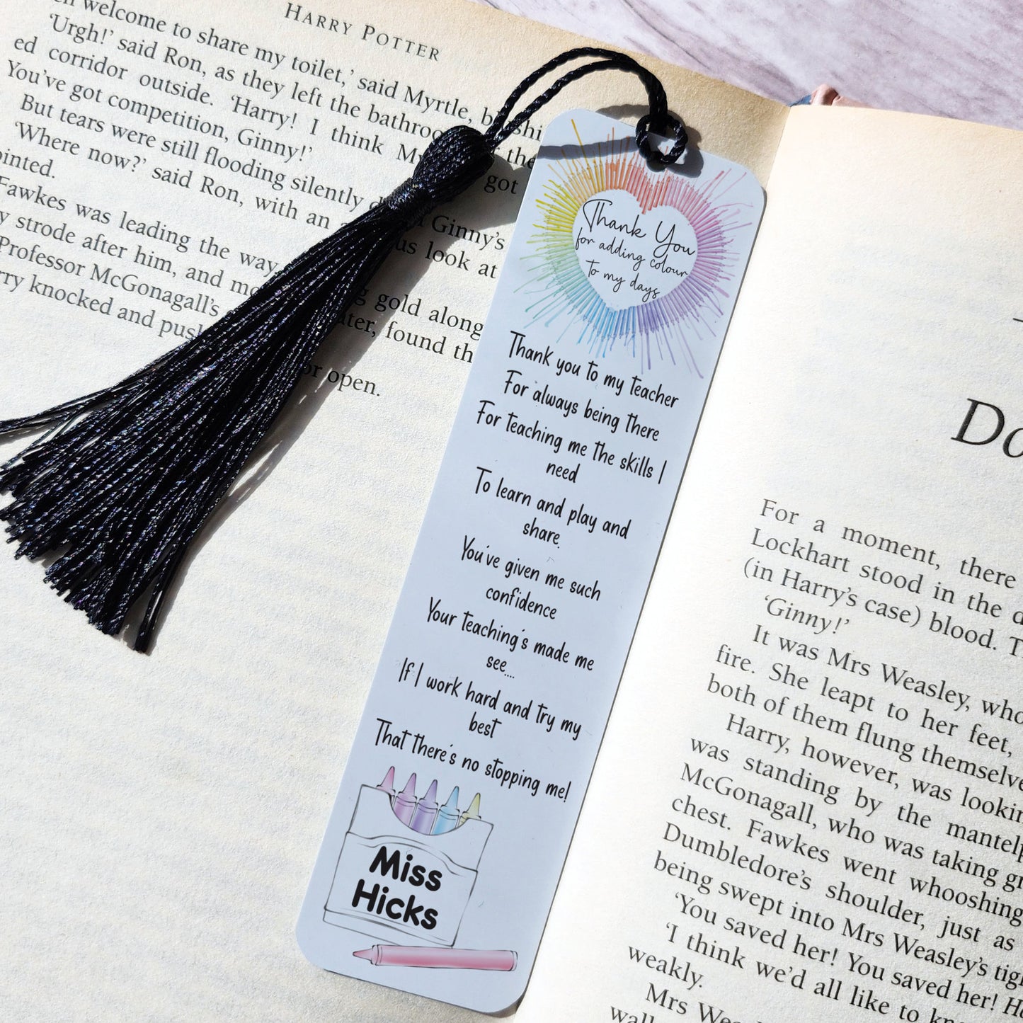 Personalised Thank You Teacher Bookmark