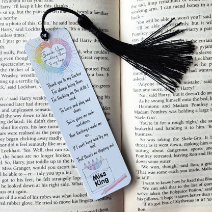 Personalised Thank You Teacher Bookmark