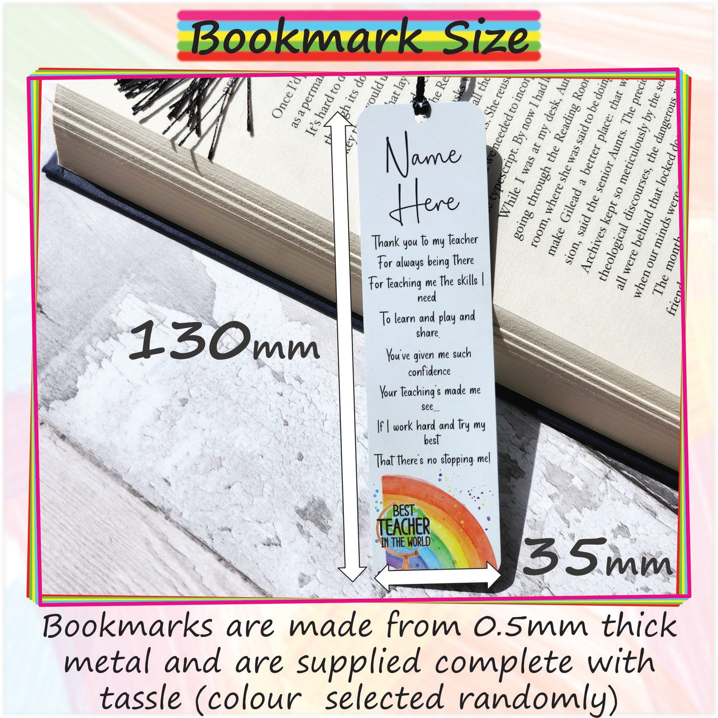 Personalised Best Teacher Bookmark