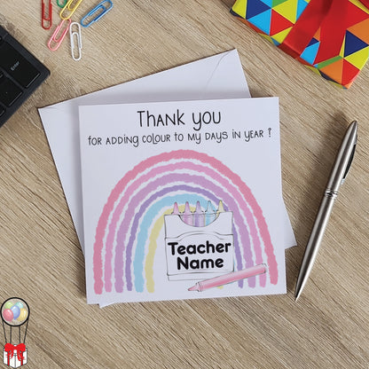 Teacher Personalised Thank You  Card