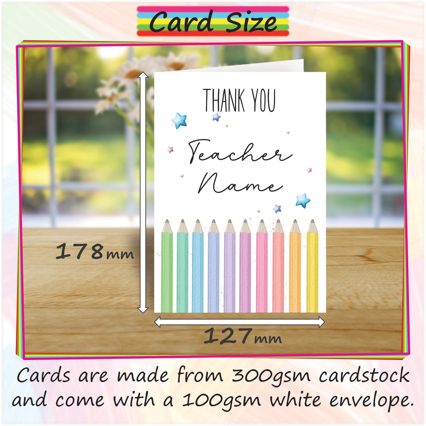 Personalised Teacher Thank You Card - Pencil Tips